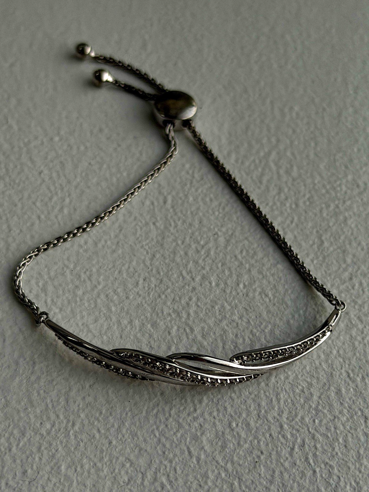 Adjustable 925 Sterling Silver White Colorless Beryl Bracelet