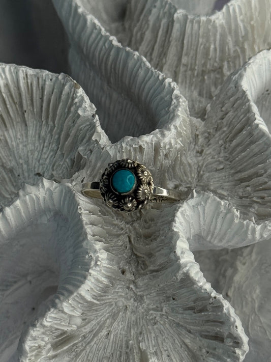 925 Sterling Silver Turquoise Ring Size 7