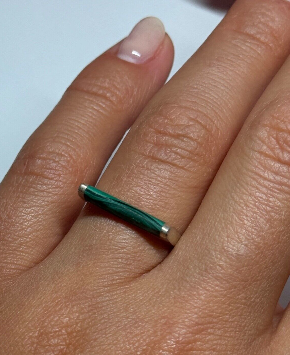 925 STERLING SILVER MALACHITE RING SIZE 7