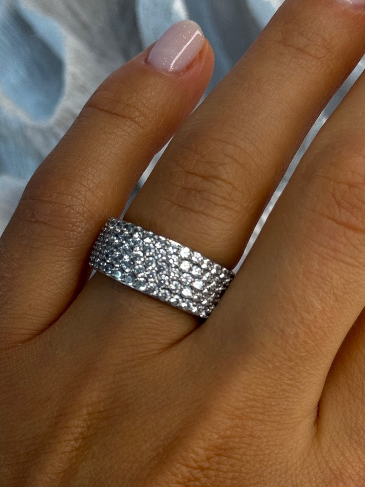 Elegant 925 Sterling Silver White Topaz Ring Size 6.5
