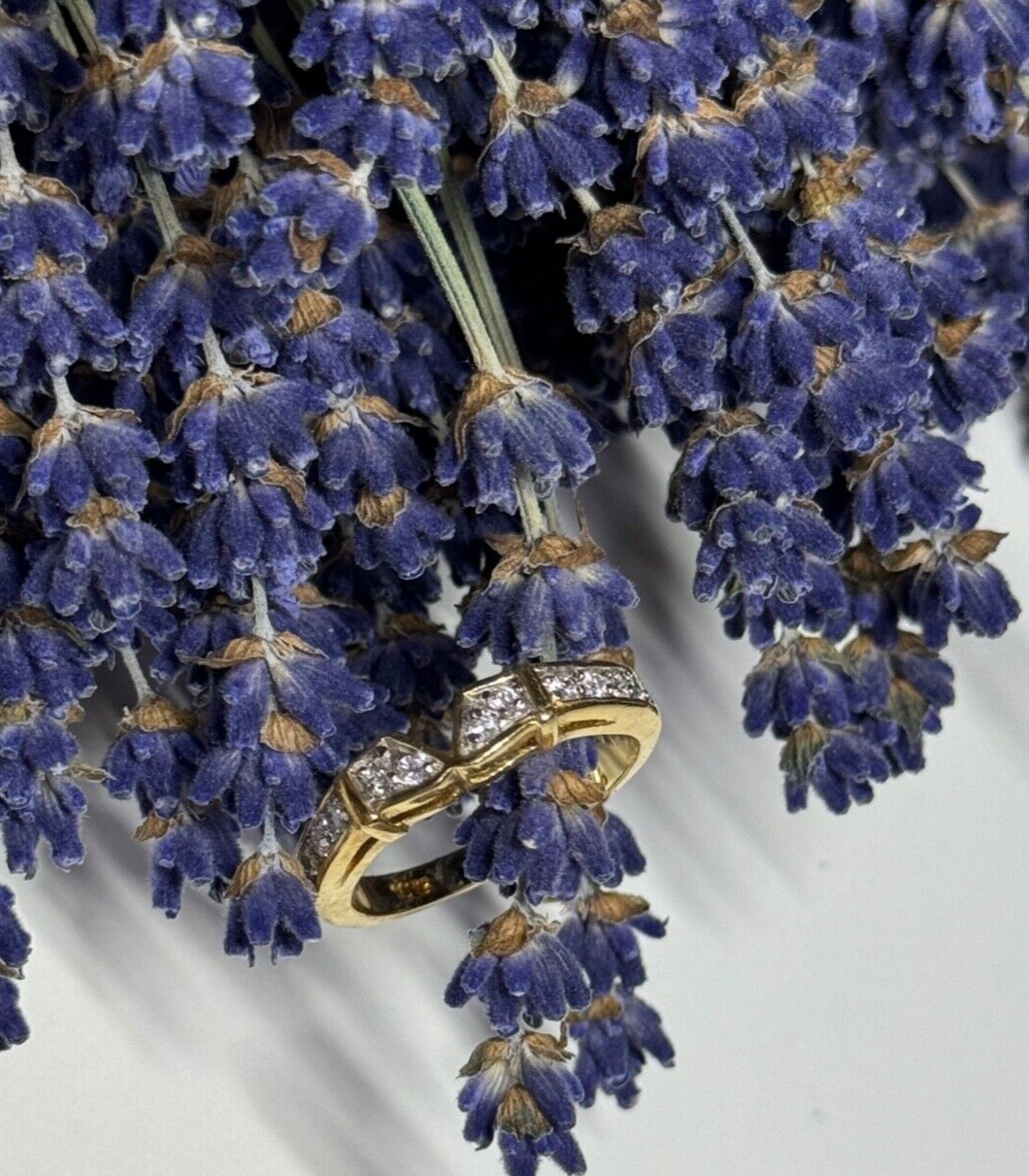 925 Sterling Silver Gold Plated CZ Ring Size 8.5