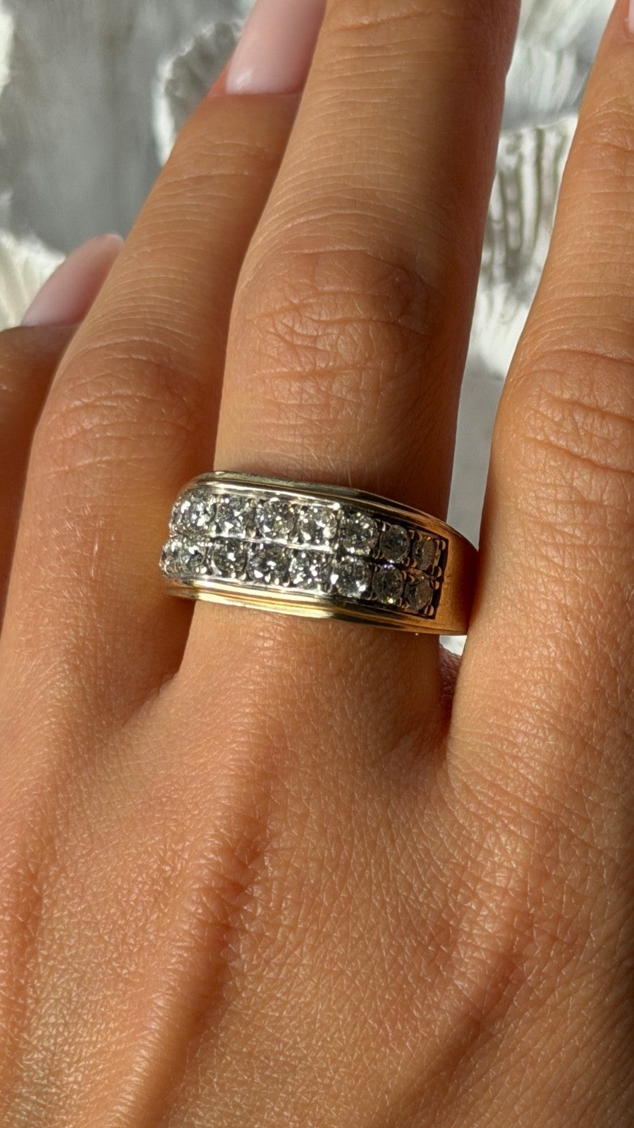 Men's 10K Yellow Gold Diamond 3 ct Ring Size 11.5