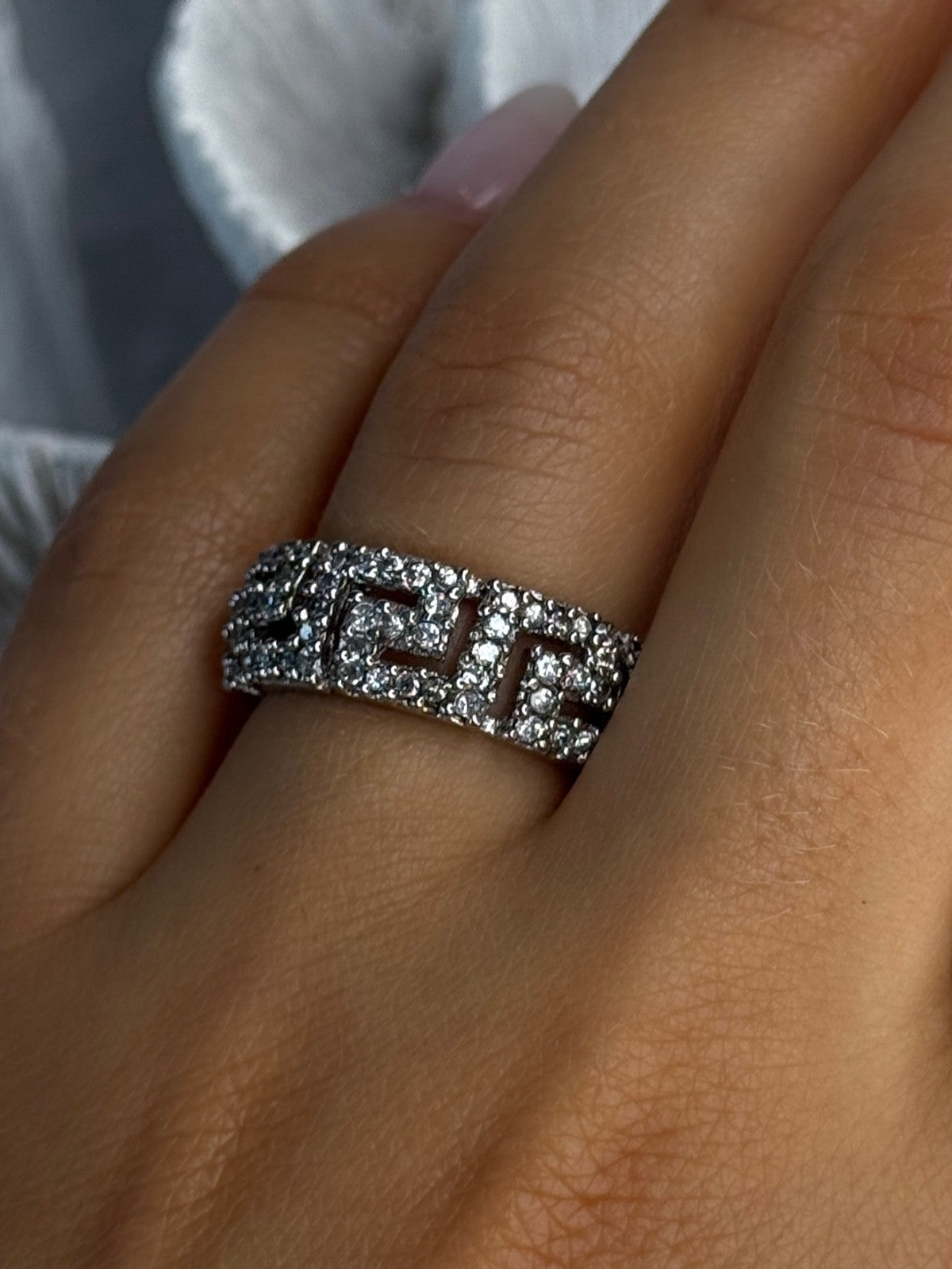 Elegant Design 925 Sterling Silver Beryl Ring Size 7.5