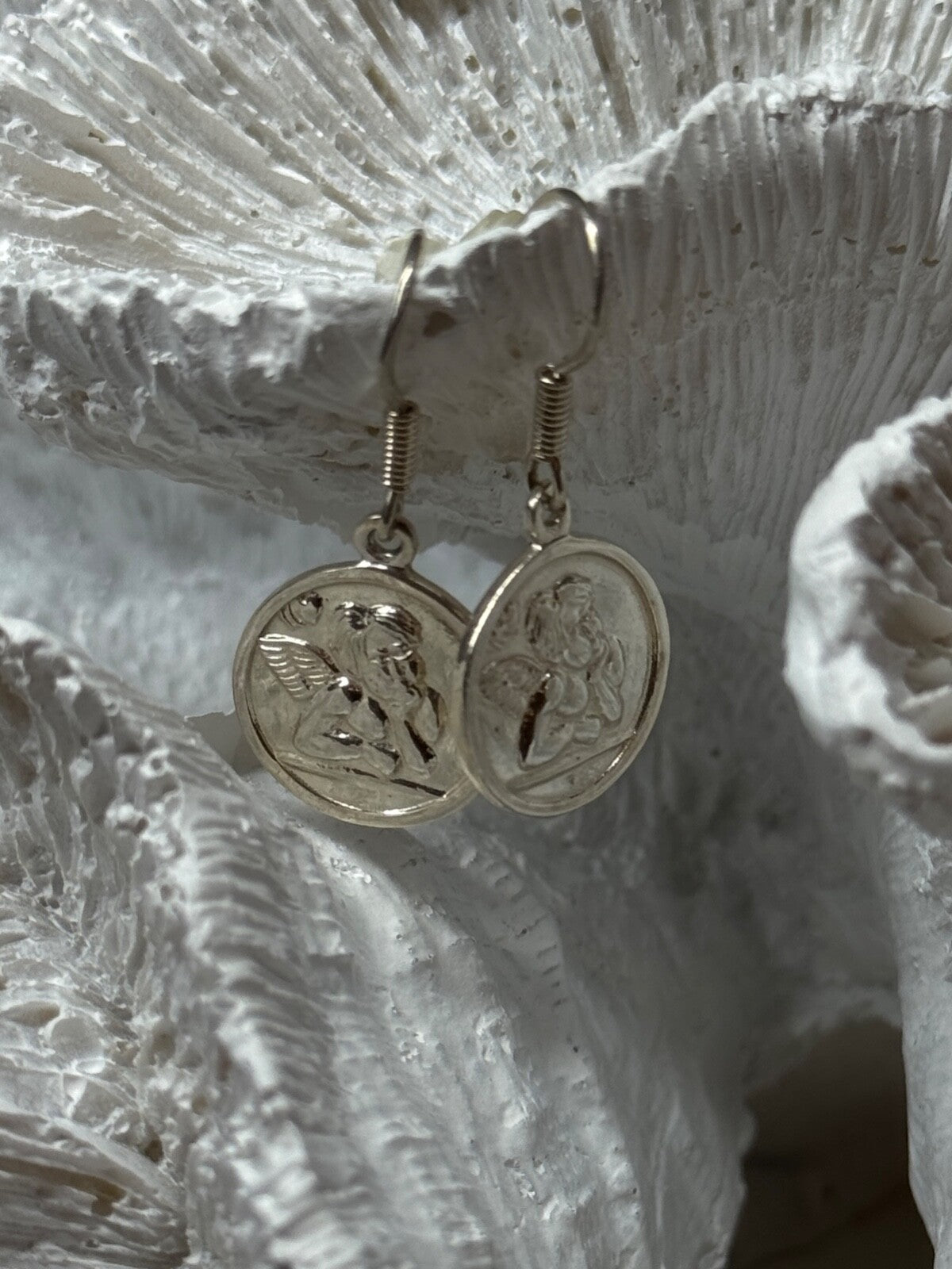 925 Sterling Silver Angels Earrings Length 1.3 Inch