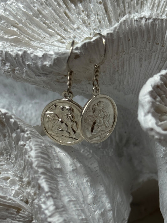 925 Sterling Silver Angels Earrings Length 1.3 Inch