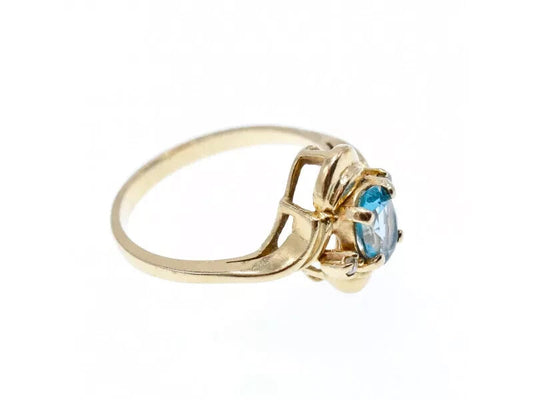 14K Yellow Gold Topaz & Diamonds Ring Size 7.25