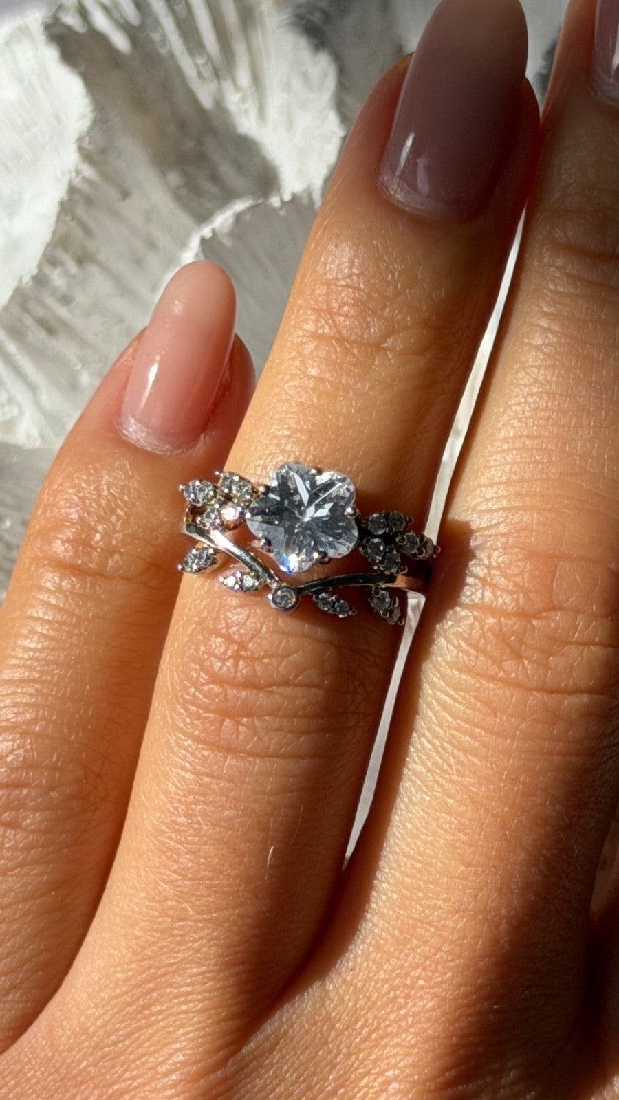 925 Sterling Silver White Topaz Flower Ring Size 5