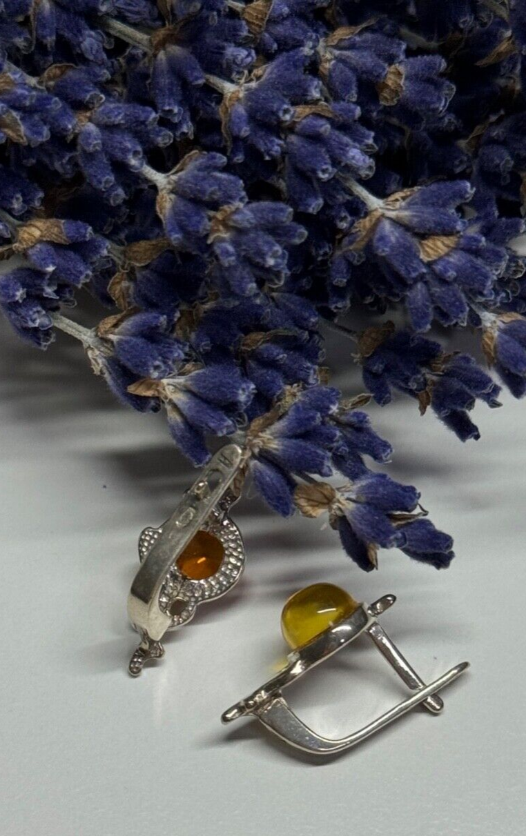 925 STERLING SILVER  AMBER EARRINGS