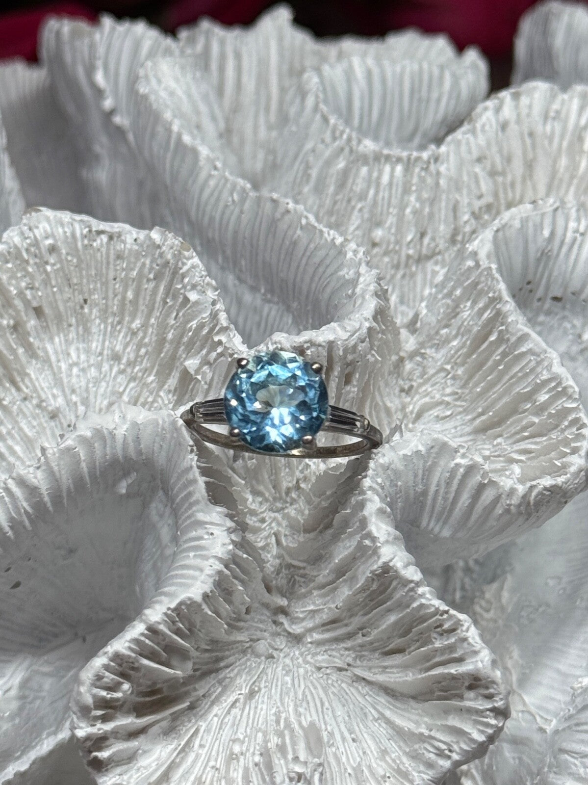 925 Sterling Silver Topaz & Beryl Ring Size 6