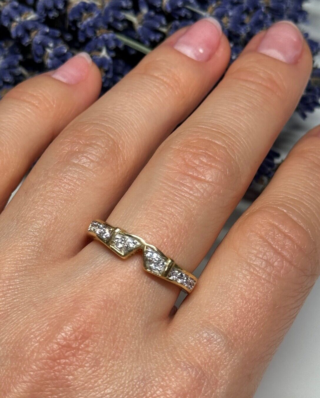 925 Sterling Silver Gold Plated CZ Ring Size 8.5