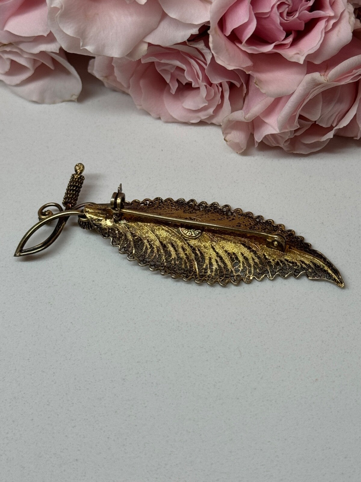 925 Sterling Silver Gold Plated Brooch