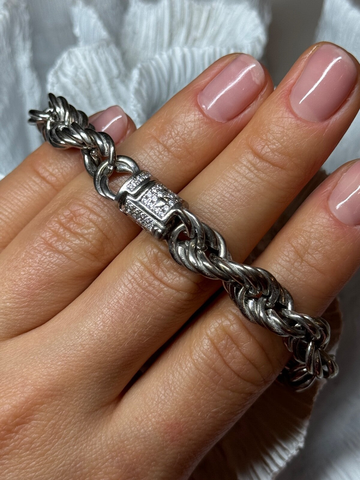925 Sterling Silver CZ Bracelet Length 9 Inch