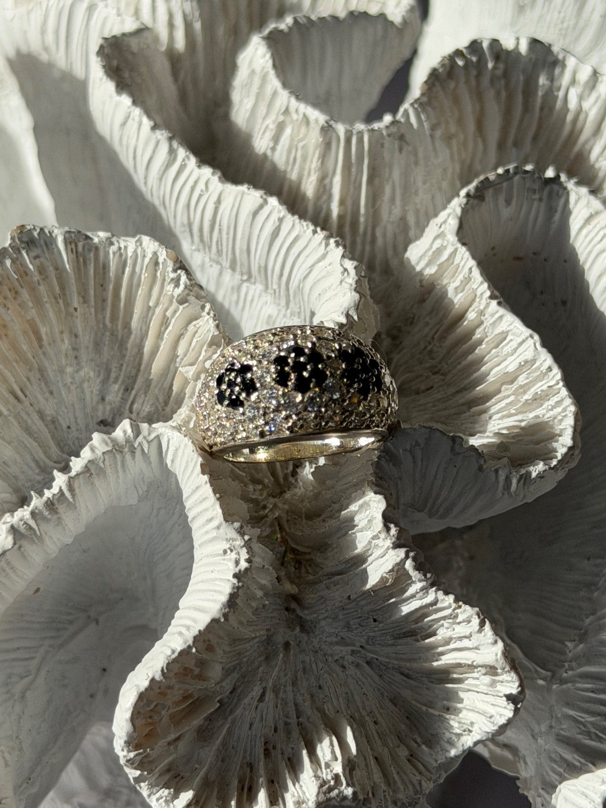 925 Sterling Silver Cz Flowers Ring Size 5
