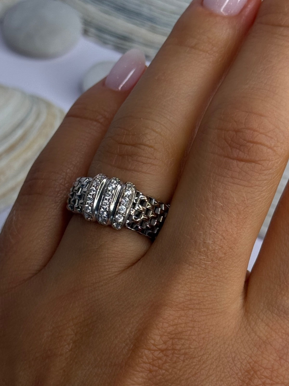 Dyadema Italy 925 Sterling Silver Cz Ring Size 9