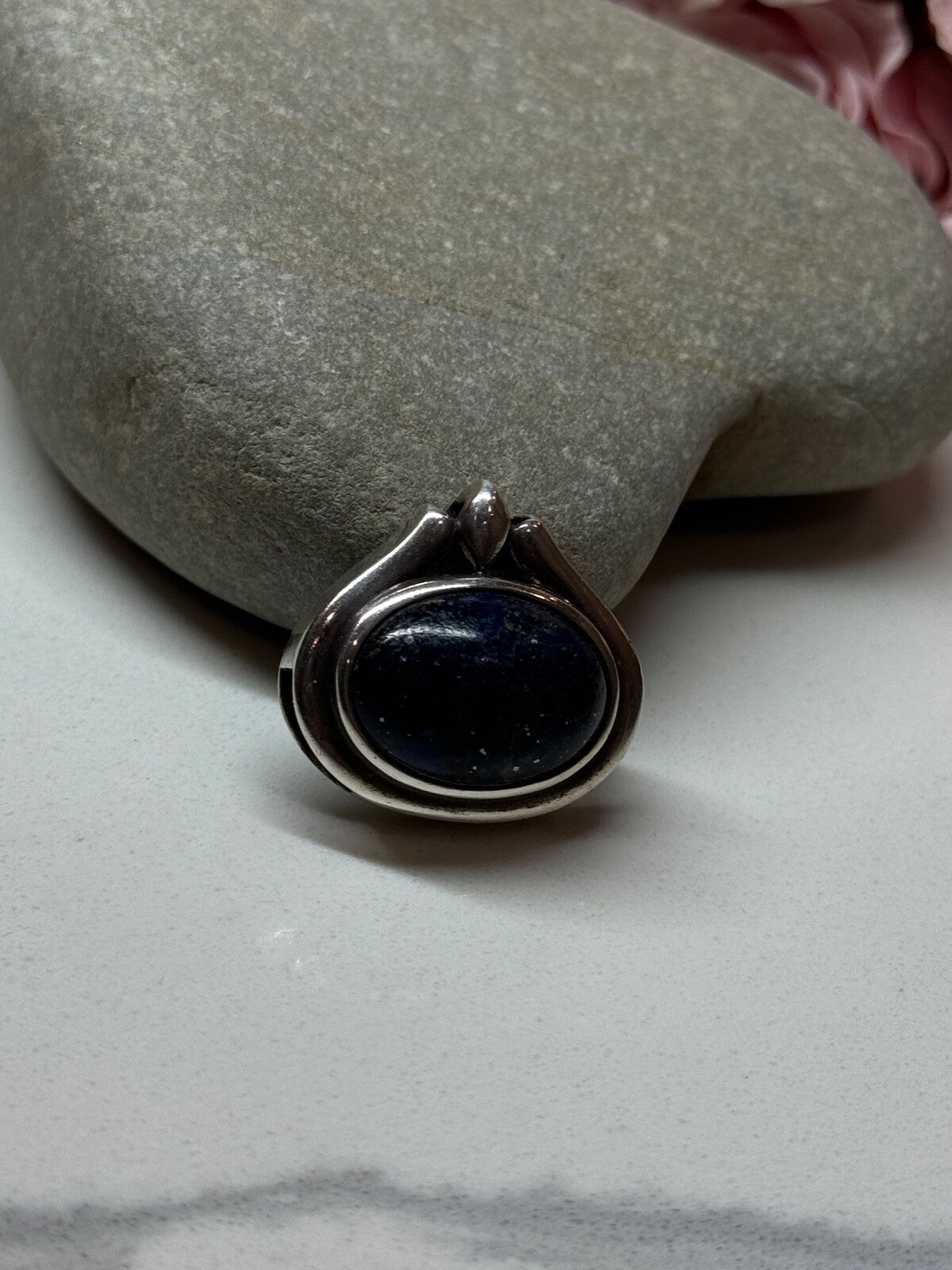 925 Sterling Silver Pendant Sodalite Length 0.9 In