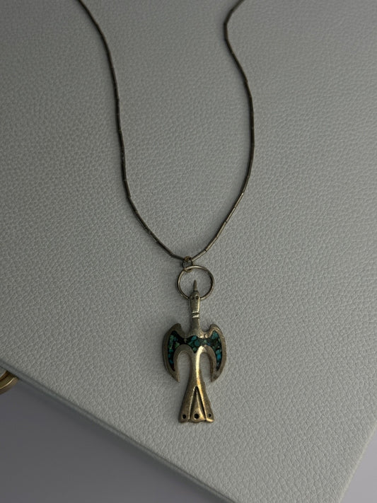 Native American 925 Sterling Silver Turquoise Peyote Bird Necklace