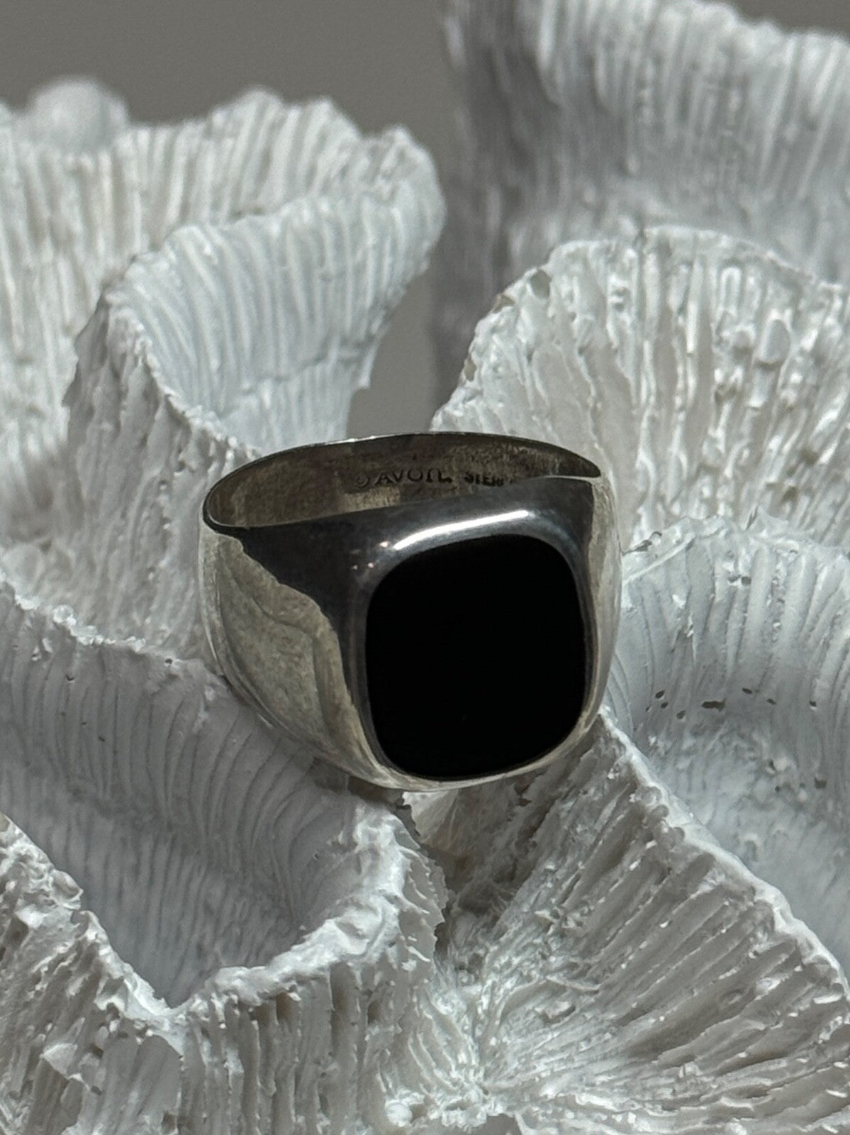 925 Sterling Silver Black Nephrite Men'S Ring Size 10.5