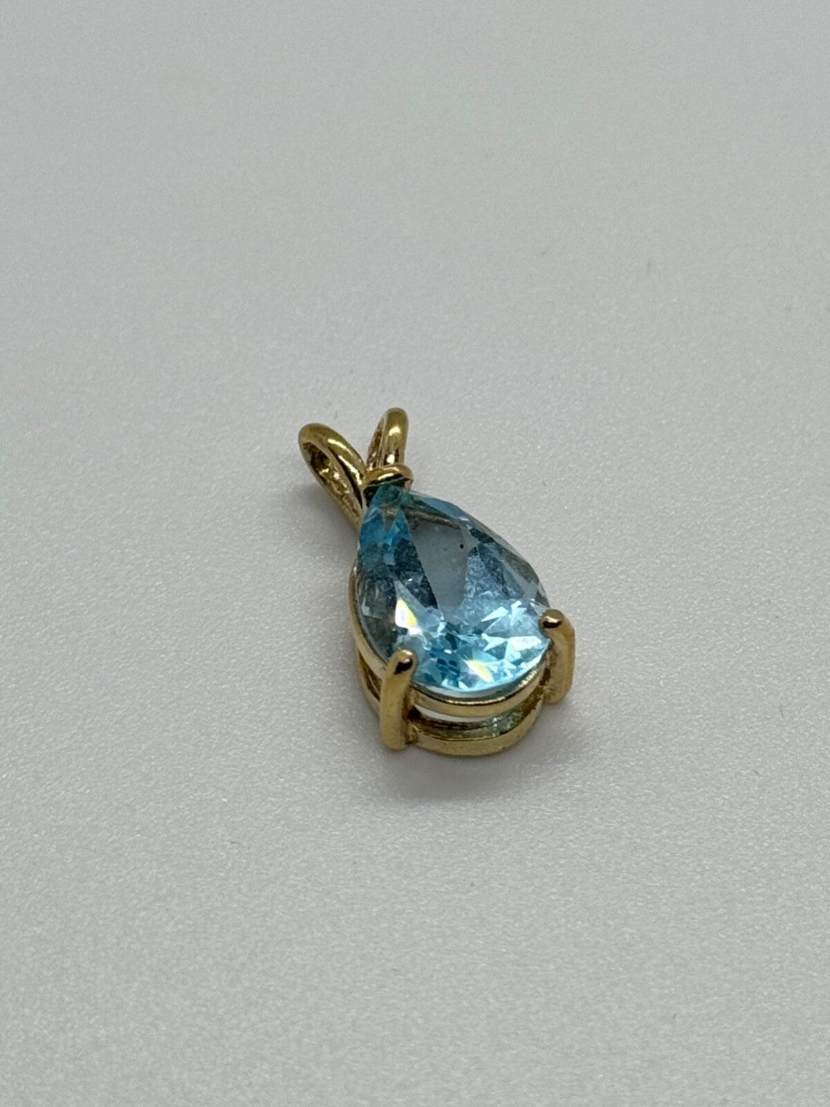 925 Sterling Silver Gold Plated Topaz Pendant Length 21 mm