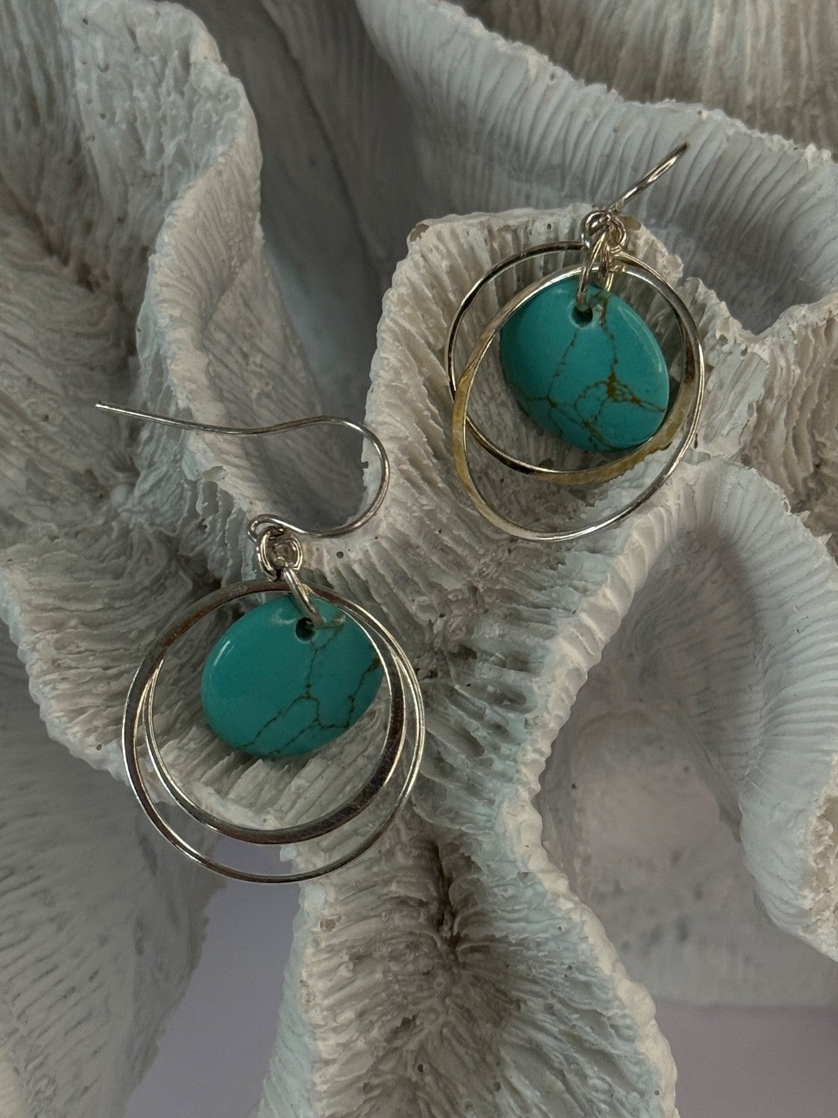 925 Sterling Silver Turquoise Earrings Length 1.60 Inch