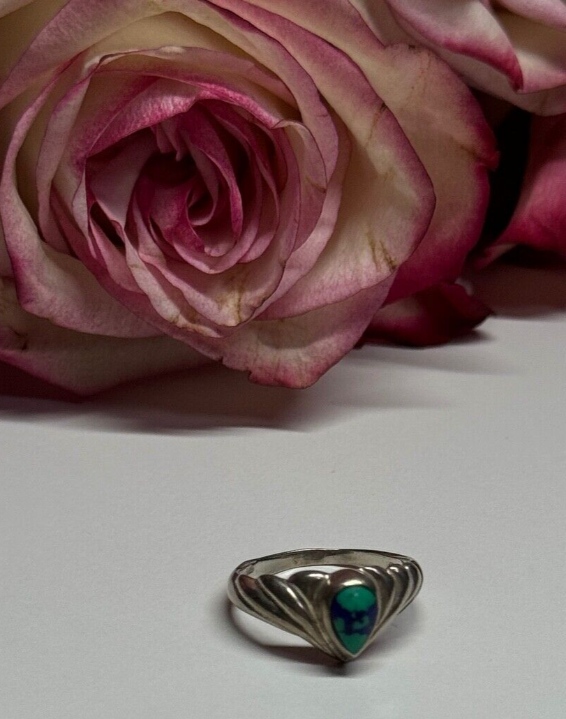 925 Sterling Silver Turquoise Ring Size 5.5