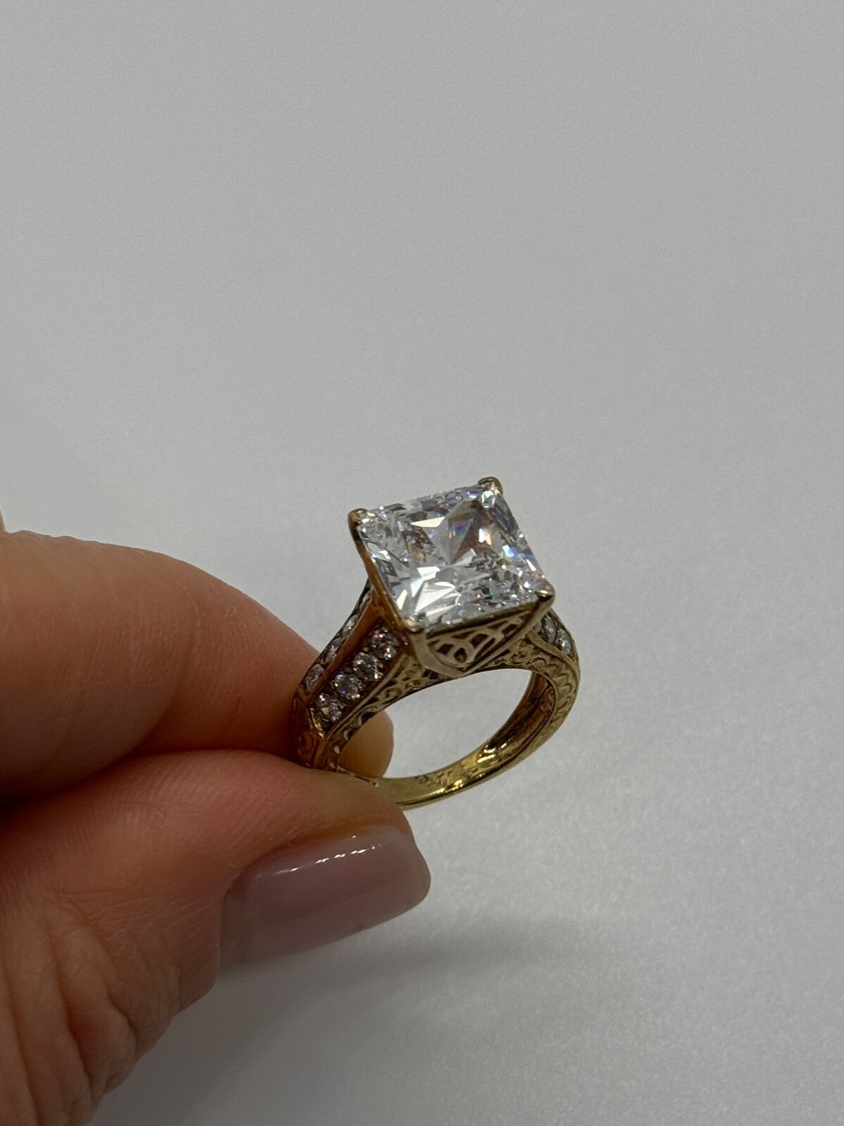 925 Sterling Silver Gold Plated CZ Ring Size 4.5