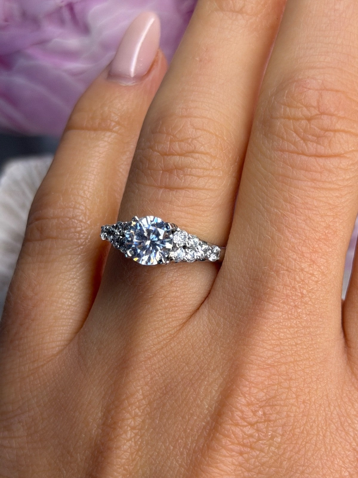 GOC 925 Sterling Silver tcw 1.80 Cz Ring Size 7