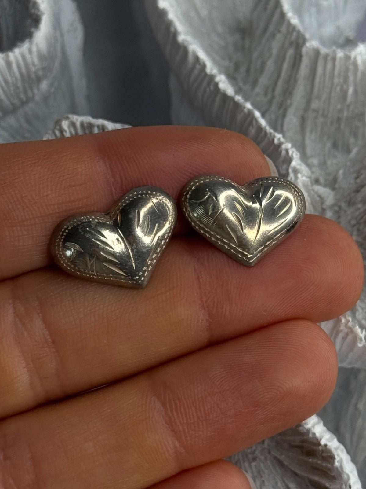 925 Sterling Silver Heart Earrings Length 0.50 Inch