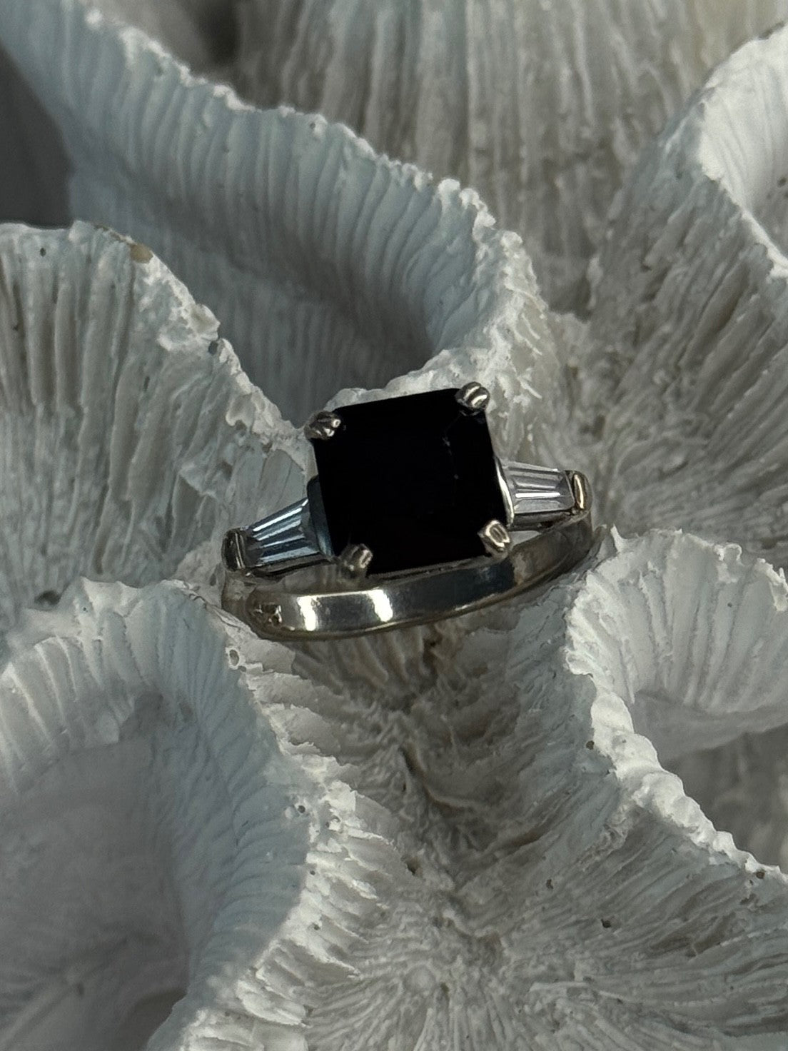 925 Sterling Silver Black Onyx & Beryl Ring Size 7