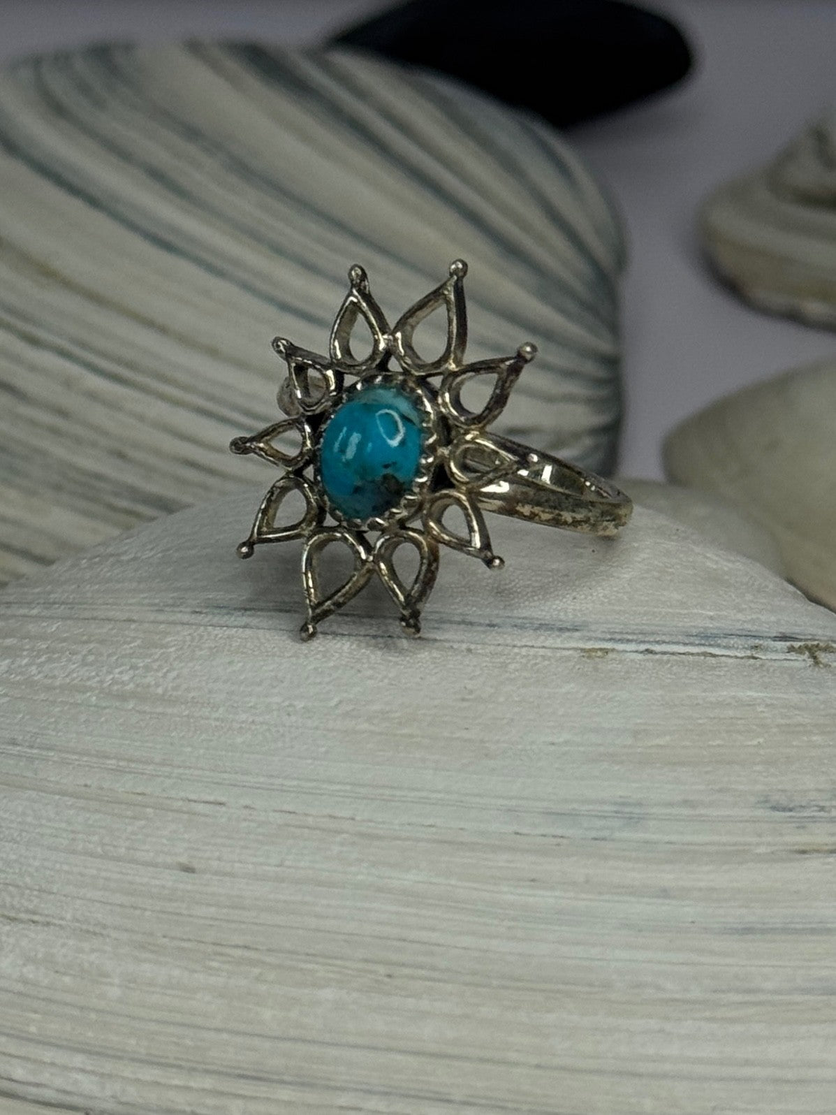 925 Sterling Silver Turquoise Ring Size 8