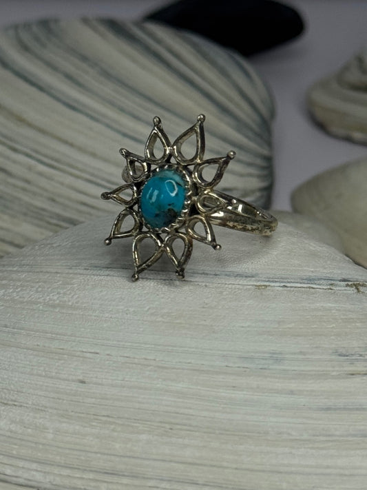 925 Sterling Silver Turquoise Ring Size 8
