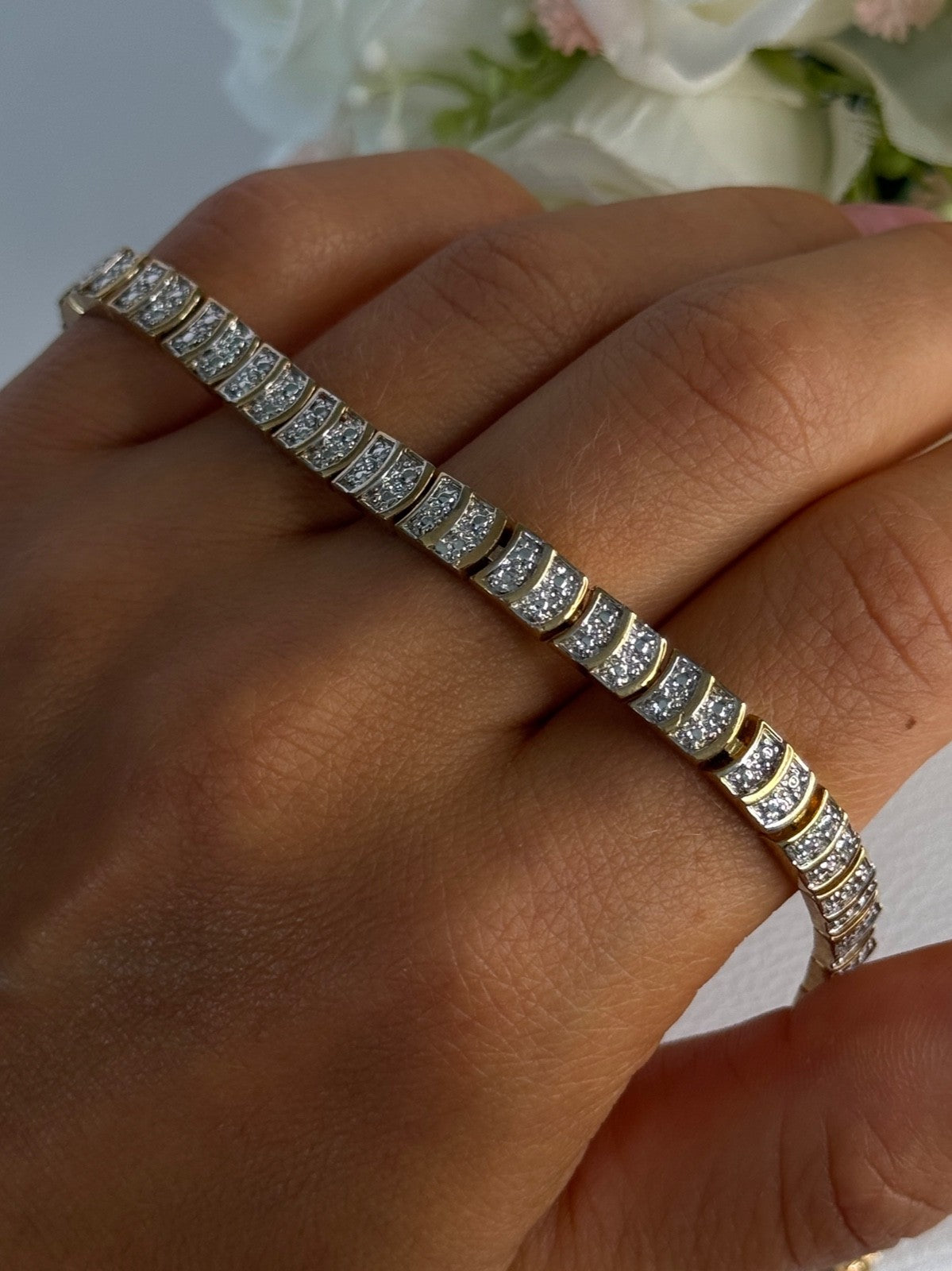 Charming 925 Sterling Silver Gold Plated Bracelet Length 8 Inch