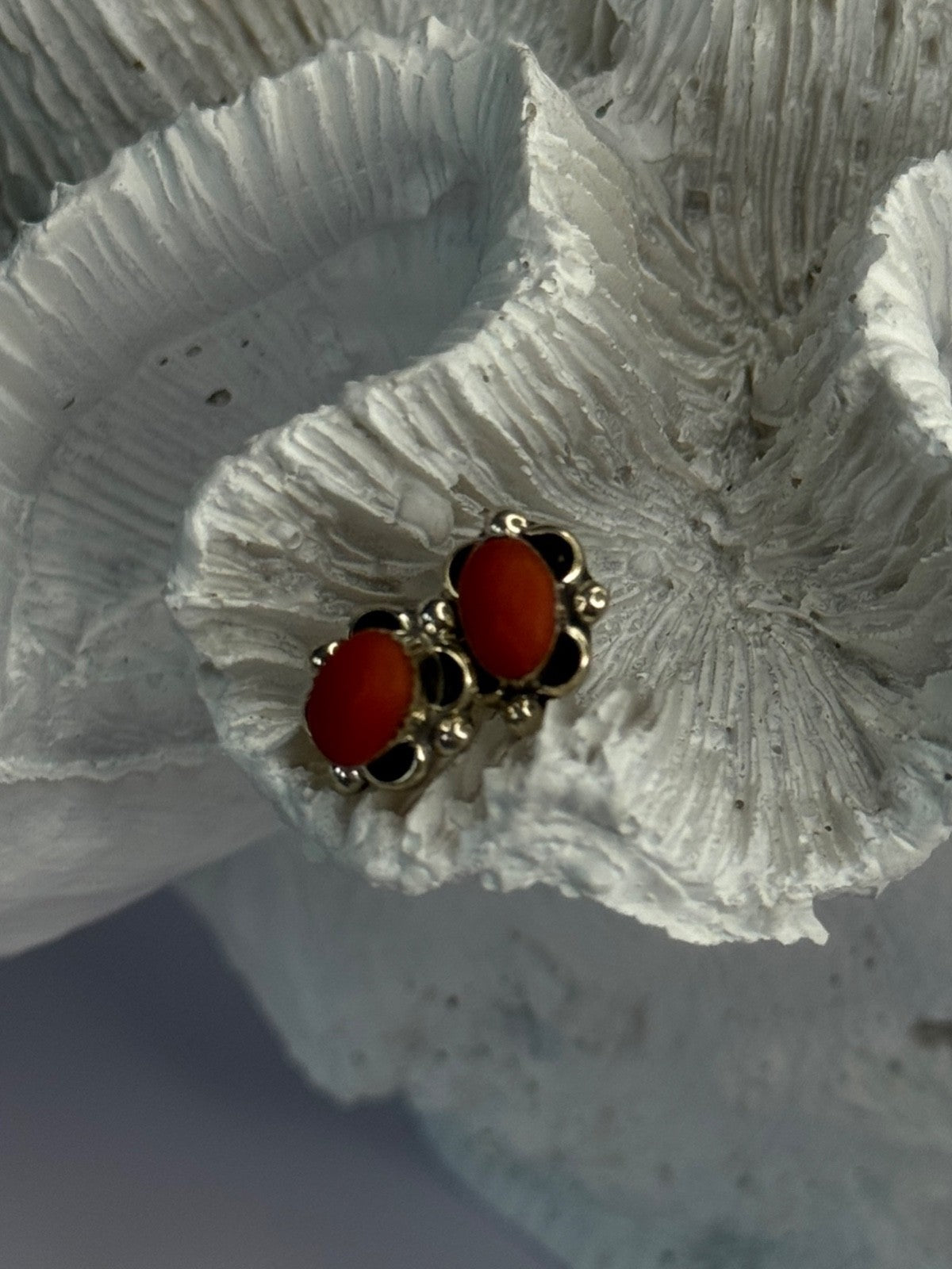 925 Sterling Silver Carnelian Stud Earrings Length 0.40 Inch