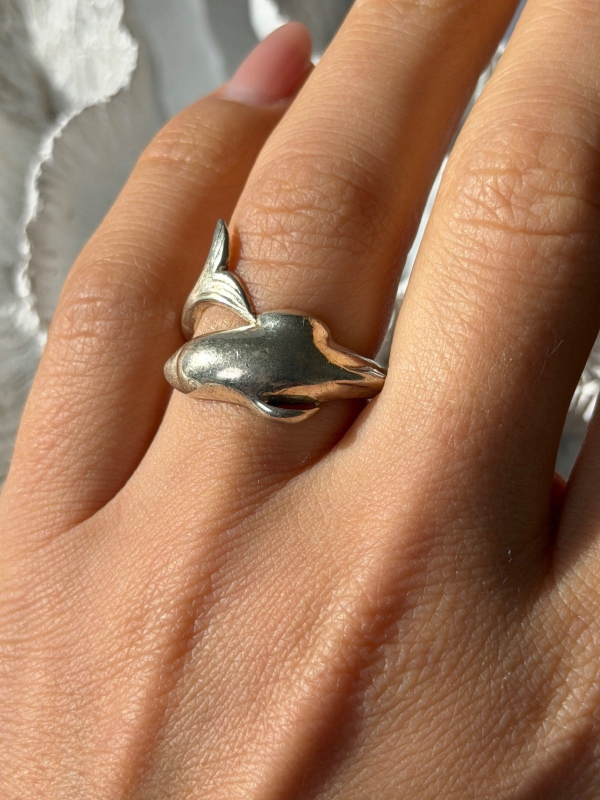 925 Sterling Silver Dolphin Ring Size 6.5