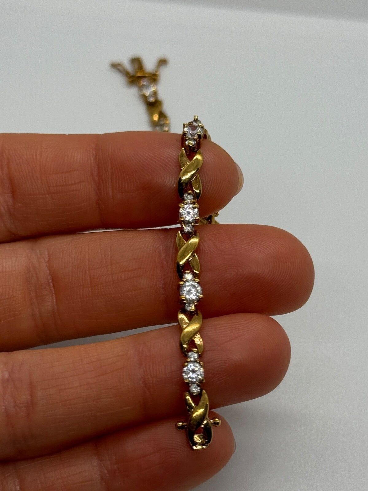 925 Sterling Silver Gold Plated CZ Bracelet