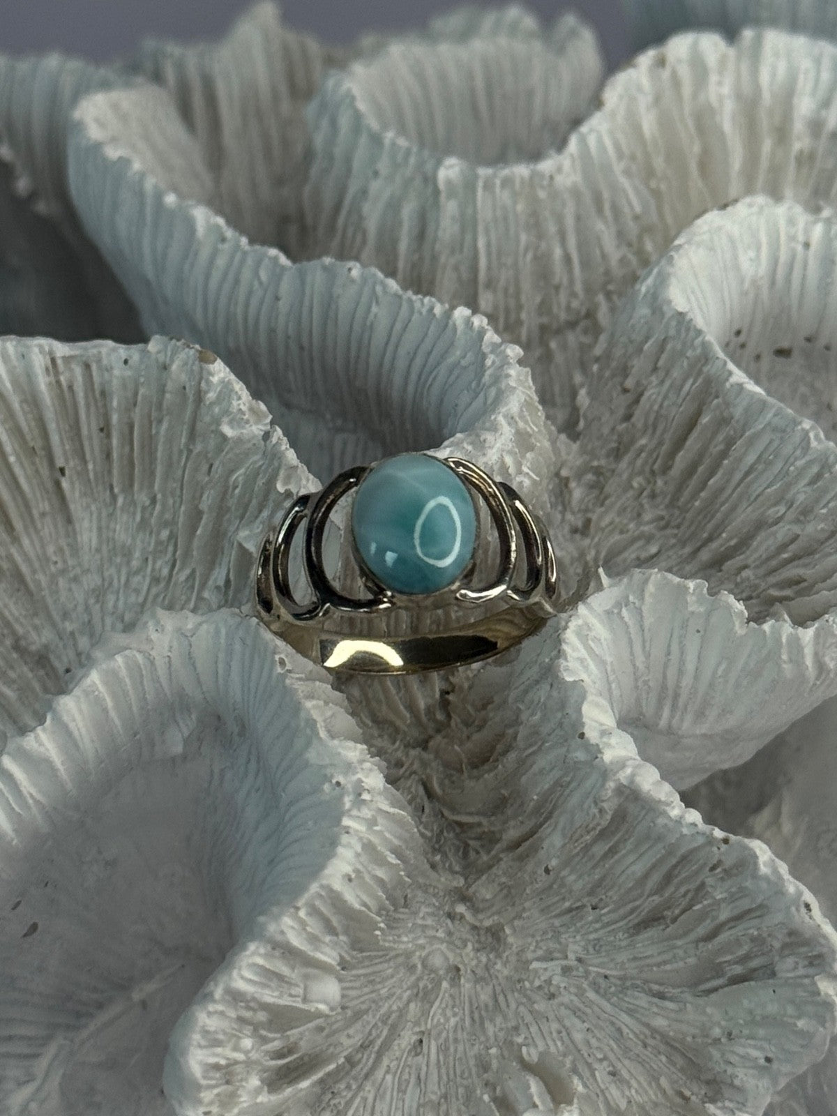 925 Sterling Silver Larimar Ring Size 7