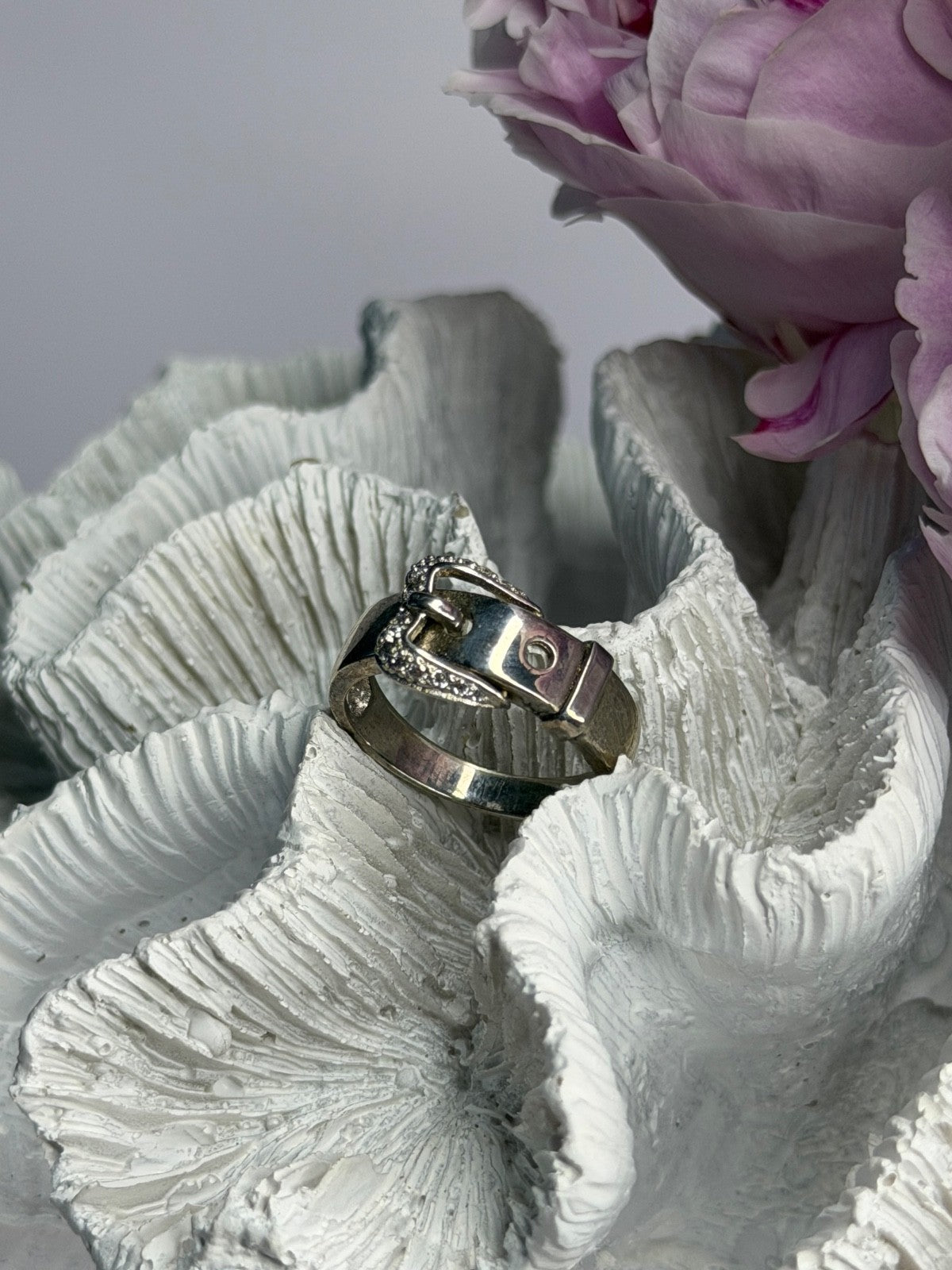 925 Sterling Silver Belt Cz Ring Size 8