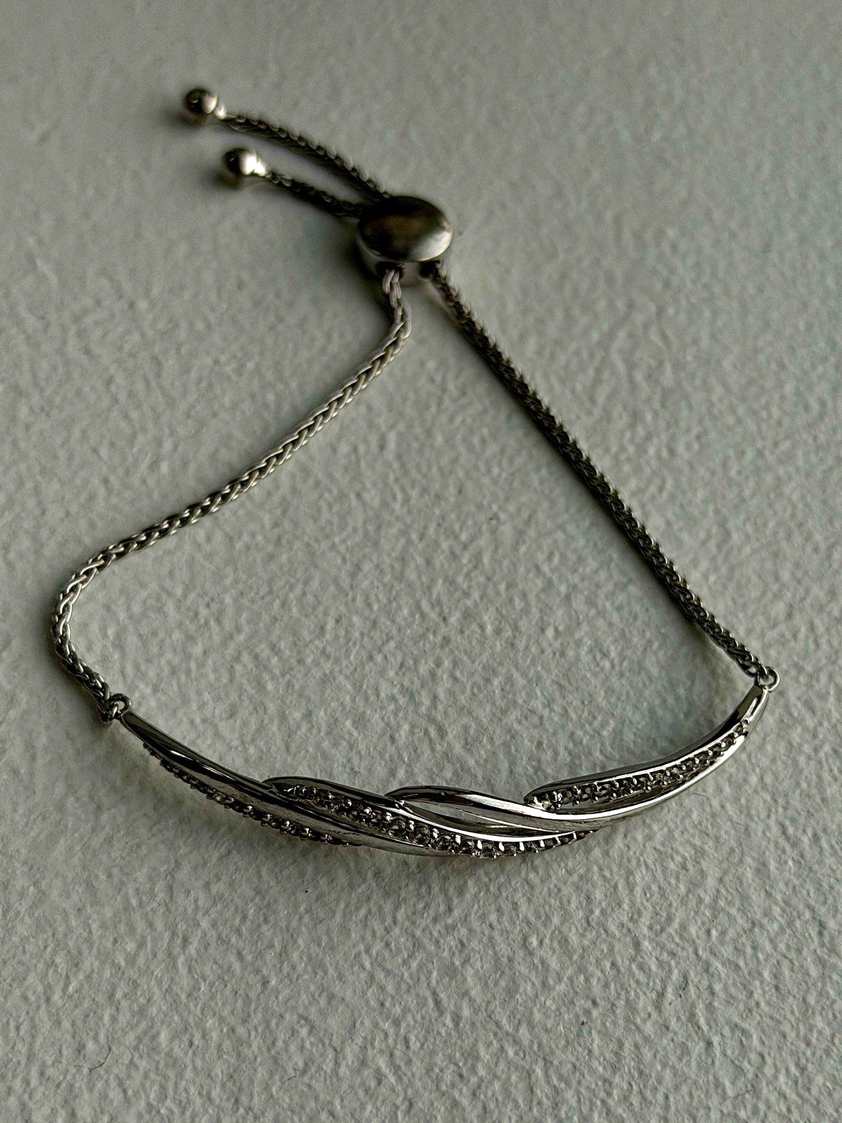Adjustable 925 Sterling Silver White Colorless Beryl Bracelet