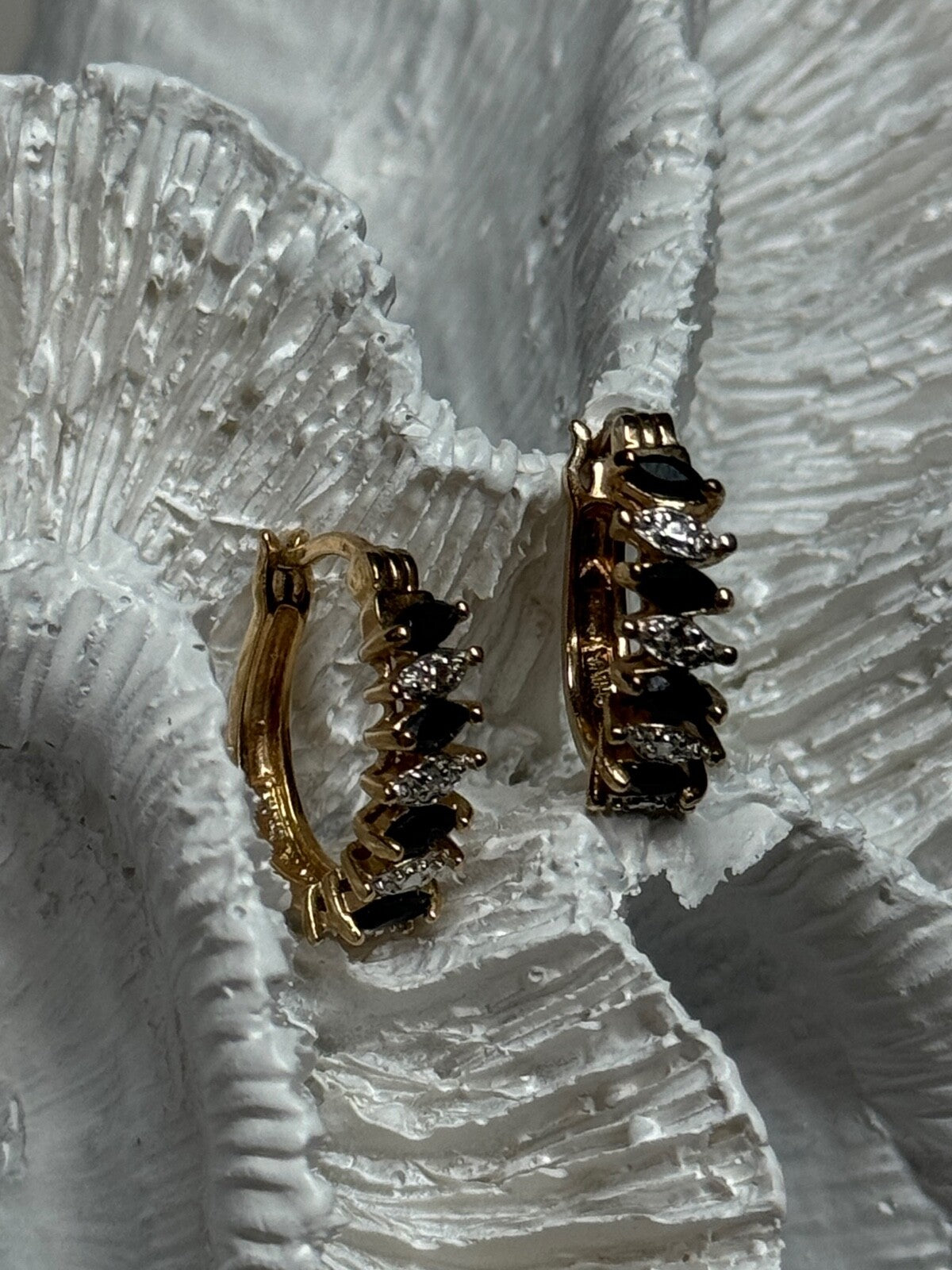 925 Sterling Silver Gold Plated Sapphire Earrings Length 0.8 Inch