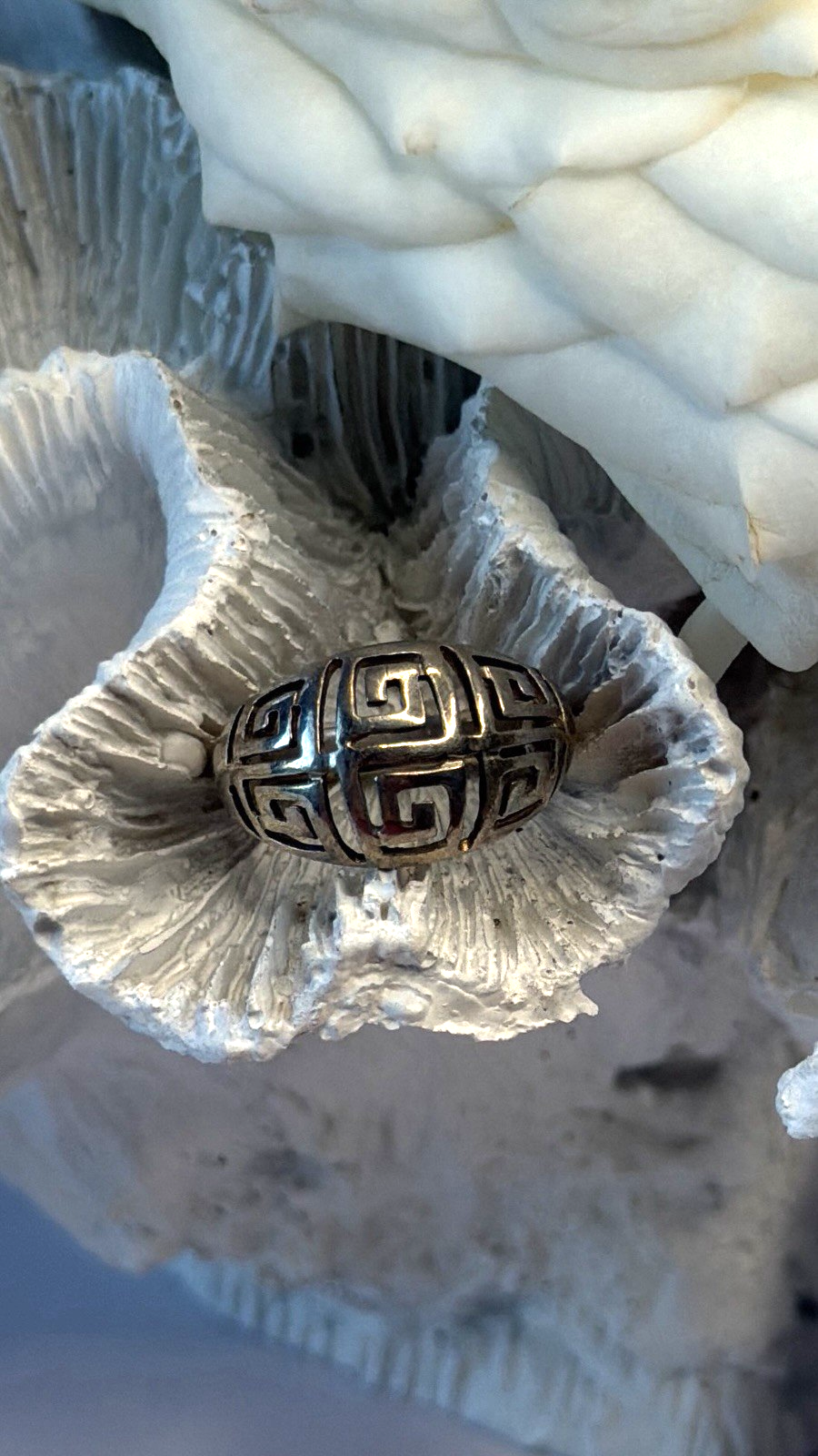 Greek Key 925 Sterling Silver Tribal Pattern Ring Size 6