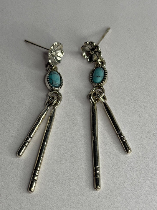 Vintage 925 Sterling Silver Turquoise Earrings