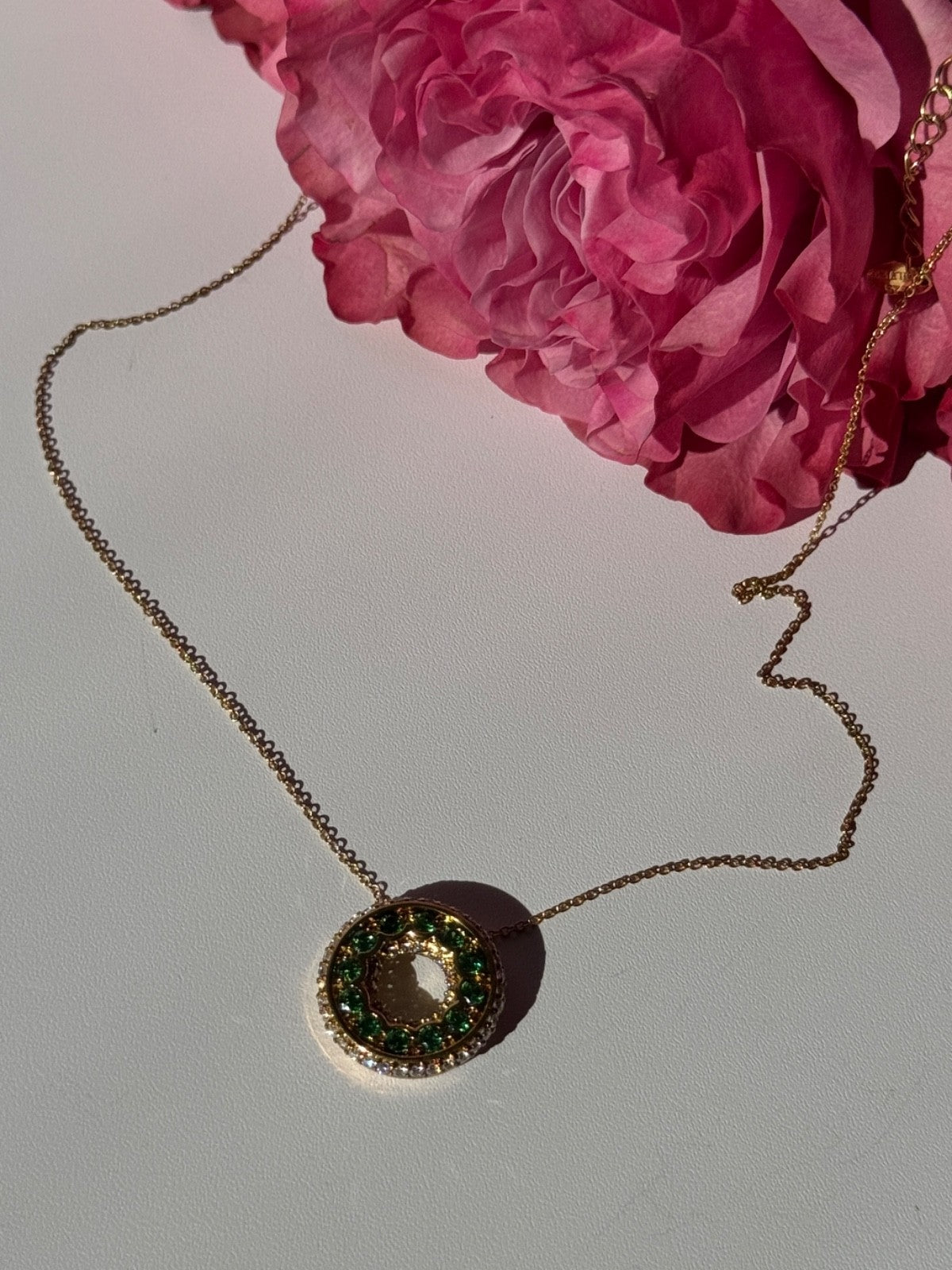 925 Sterling Silver Gold Plated Cz Necklace Length 16/18 Inch