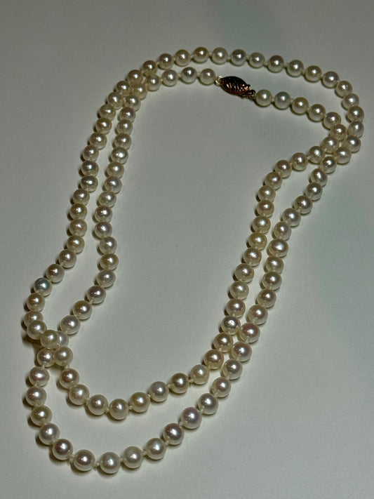 14K Yellow Gold Freshwater Pearl Necklace Length 30 Inch