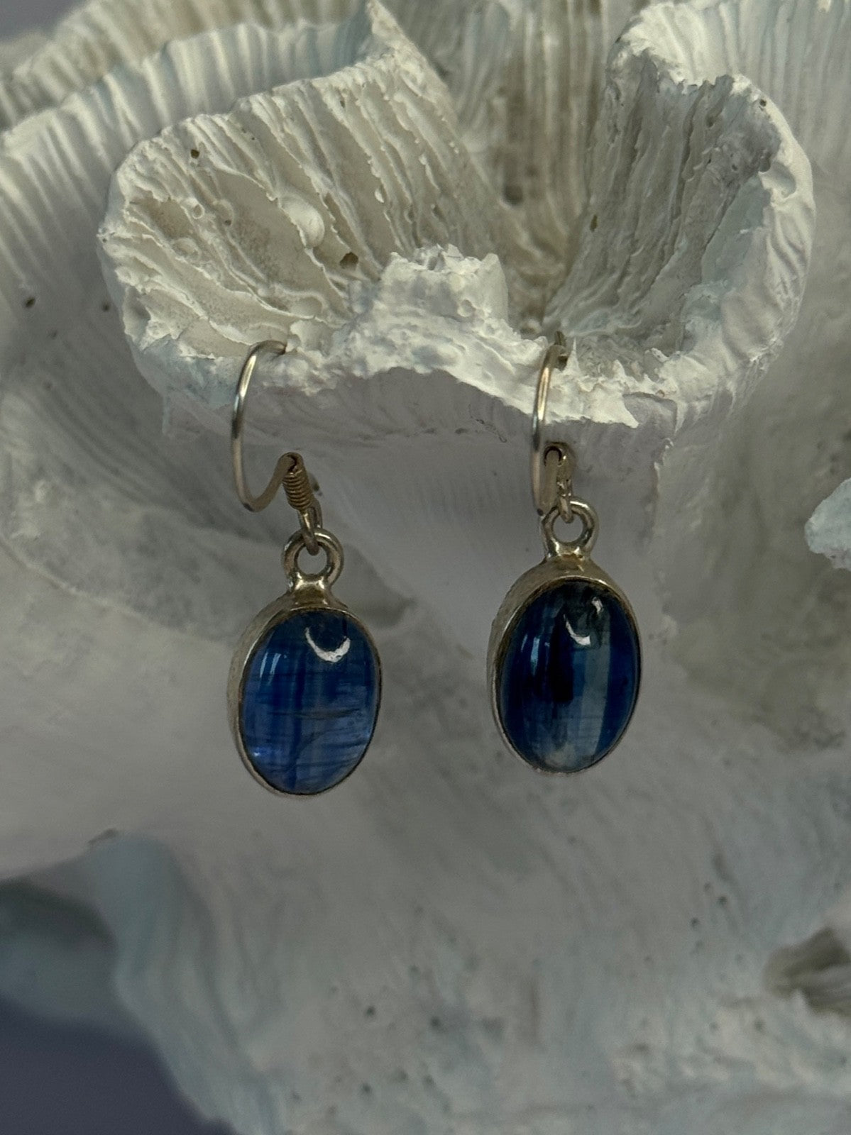 925 Sterling Silver Blue Moonstone Earrings Length 1.30 Inch