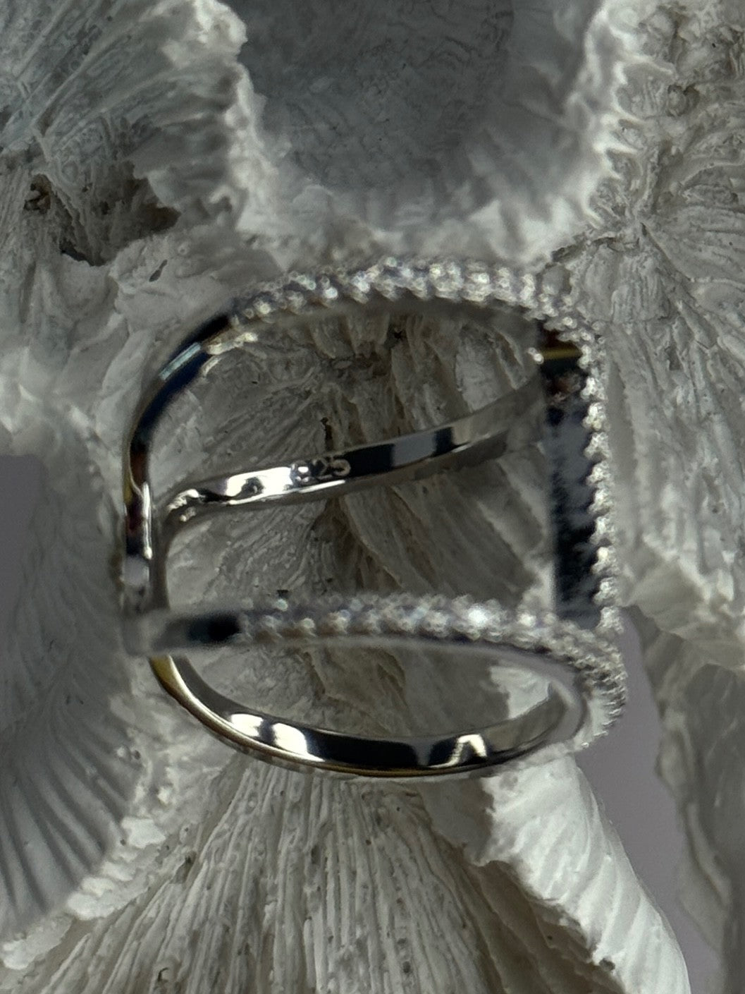 Elegant Design 925 Sterling Silver CZ Ring Size 7 & 8