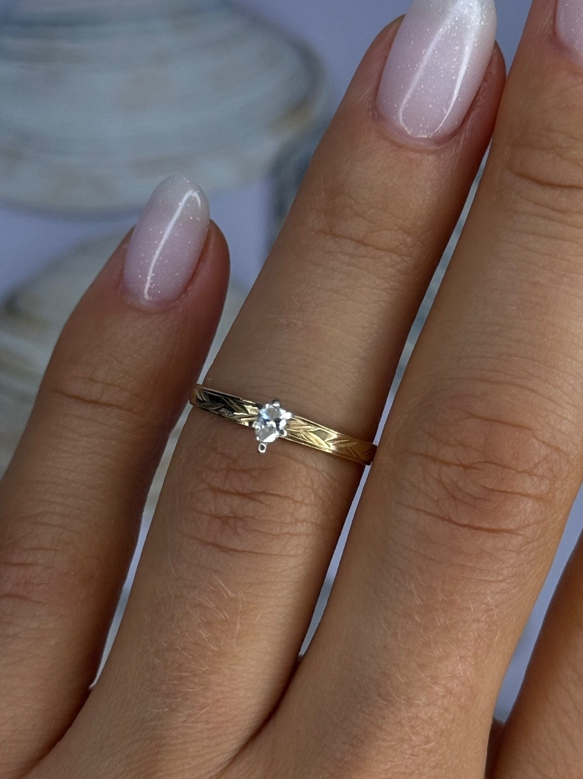 14K P HKS Yellow Gold Diamond 0.10 Carat Ring Size 6