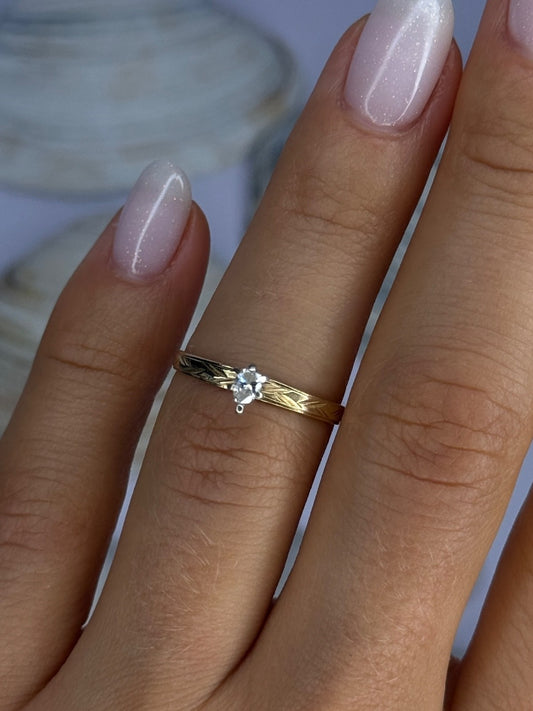 14K P HKS Yellow Gold Diamond 0.10 Carat Ring Size 6