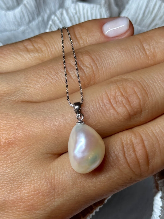 925 Sterling Silver Fresh Water Necklace Length 18 Inch