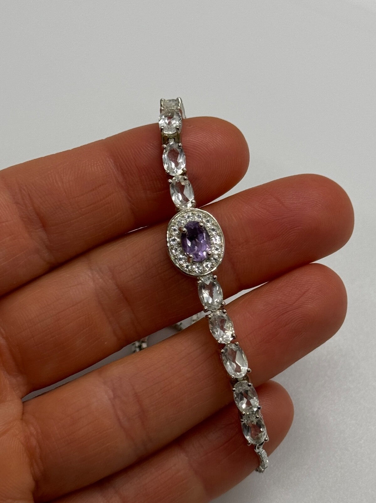 925 Sterling Silver Morganite & Beryl Bracelet