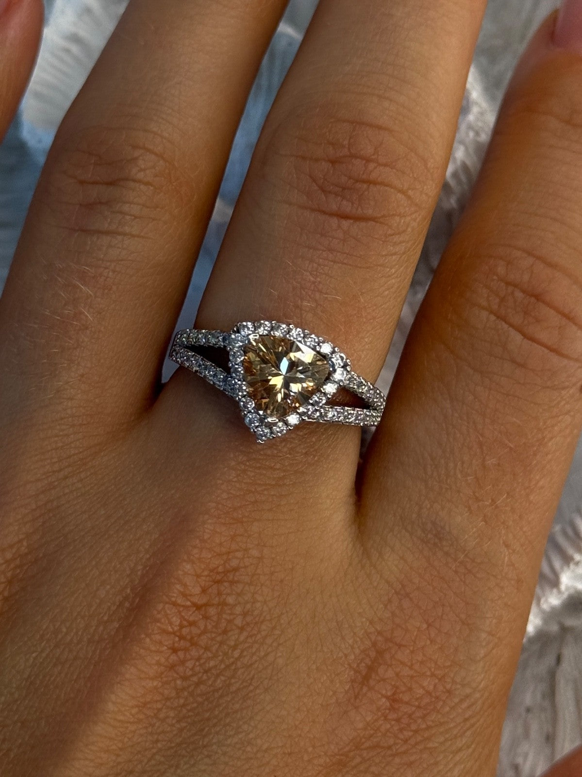 925 Sterling Silver Citrine & Beryl Ring Size 8.5