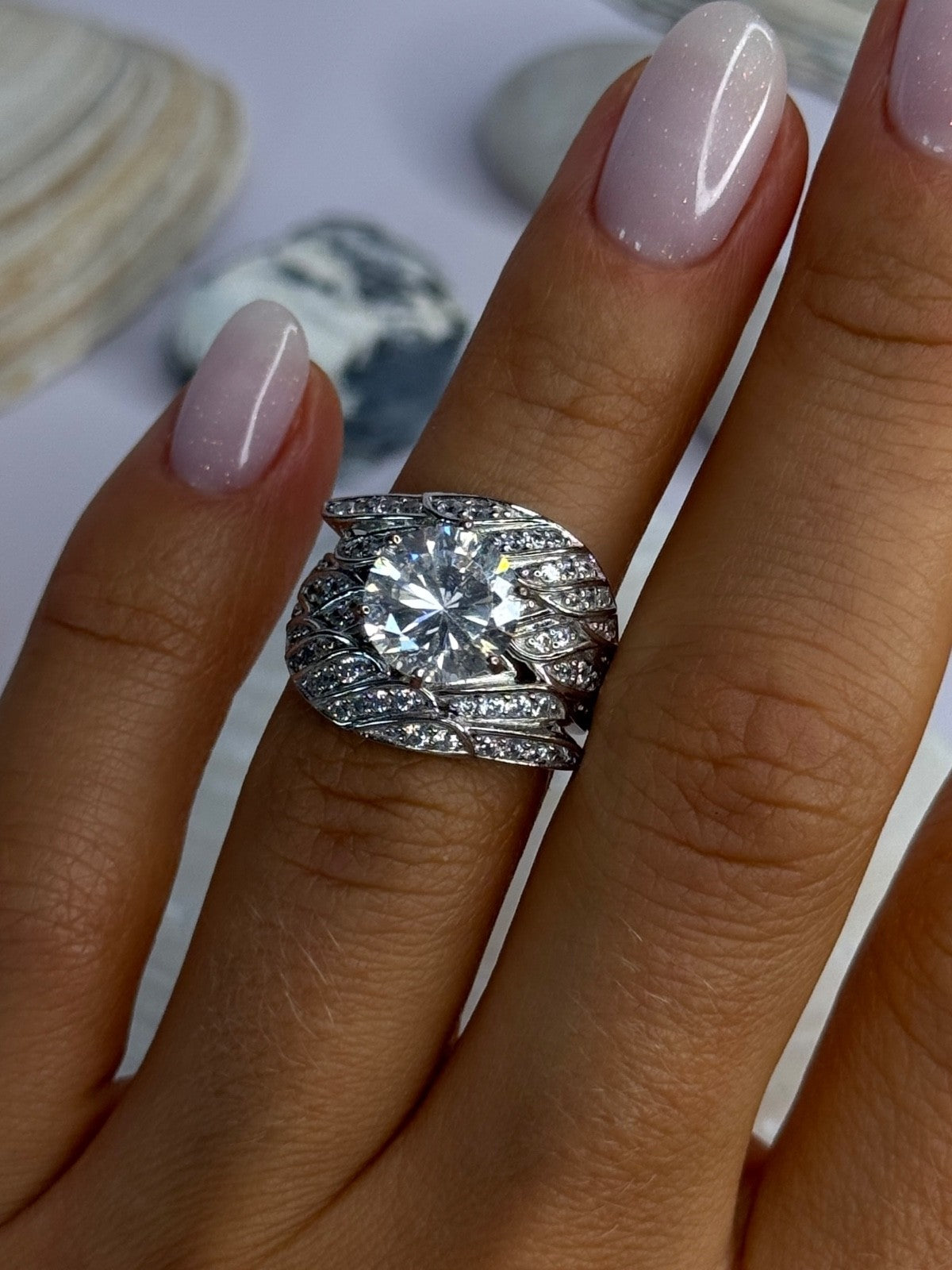 Beautiful Design 925 Sterling Silver Cz Ring Size 5.5